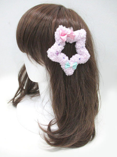 Kawaii Fluffy Star Badge/Hair Accessory - Lavender