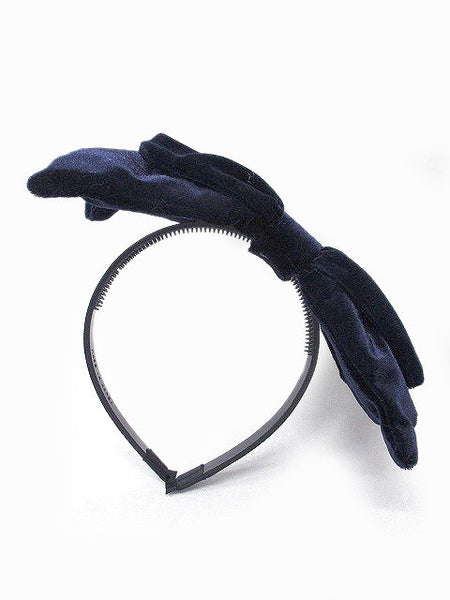 Navy Velvet Bow Headband