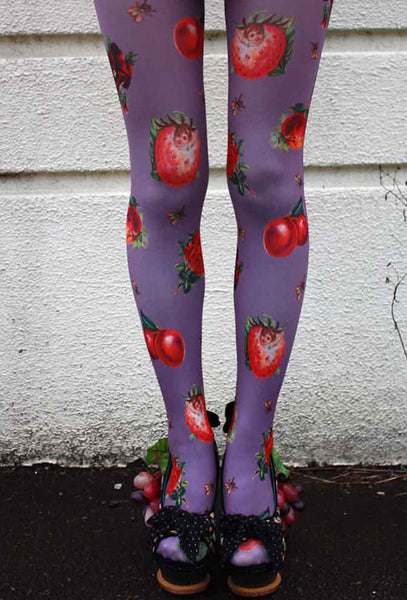 Cherry Print Leggings for Women, Fruit Leggings, Printed Leggings