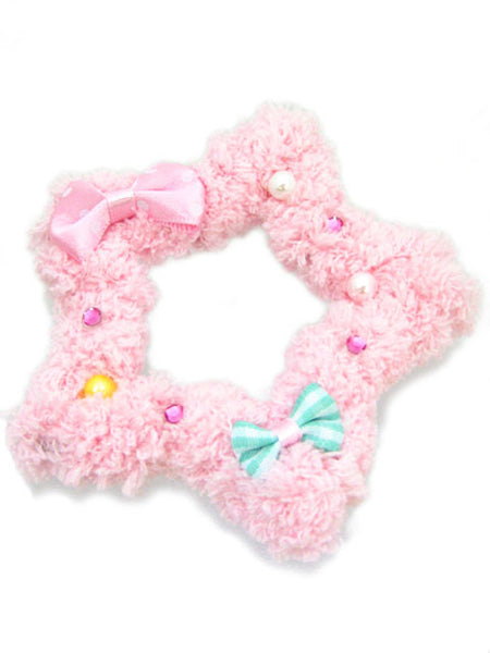 Kawaii Fluffy Star Badge/Hair Accessory - Pink