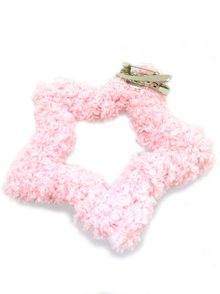 Kawaii Fluffy Star Badge/Hair Accessory - Pink