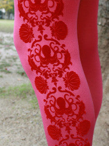 Eine Lilie Octopus Carpet Tights Pink x Red – Mulberry Chronicles