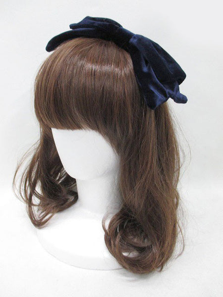 Navy Velvet Bow Headband